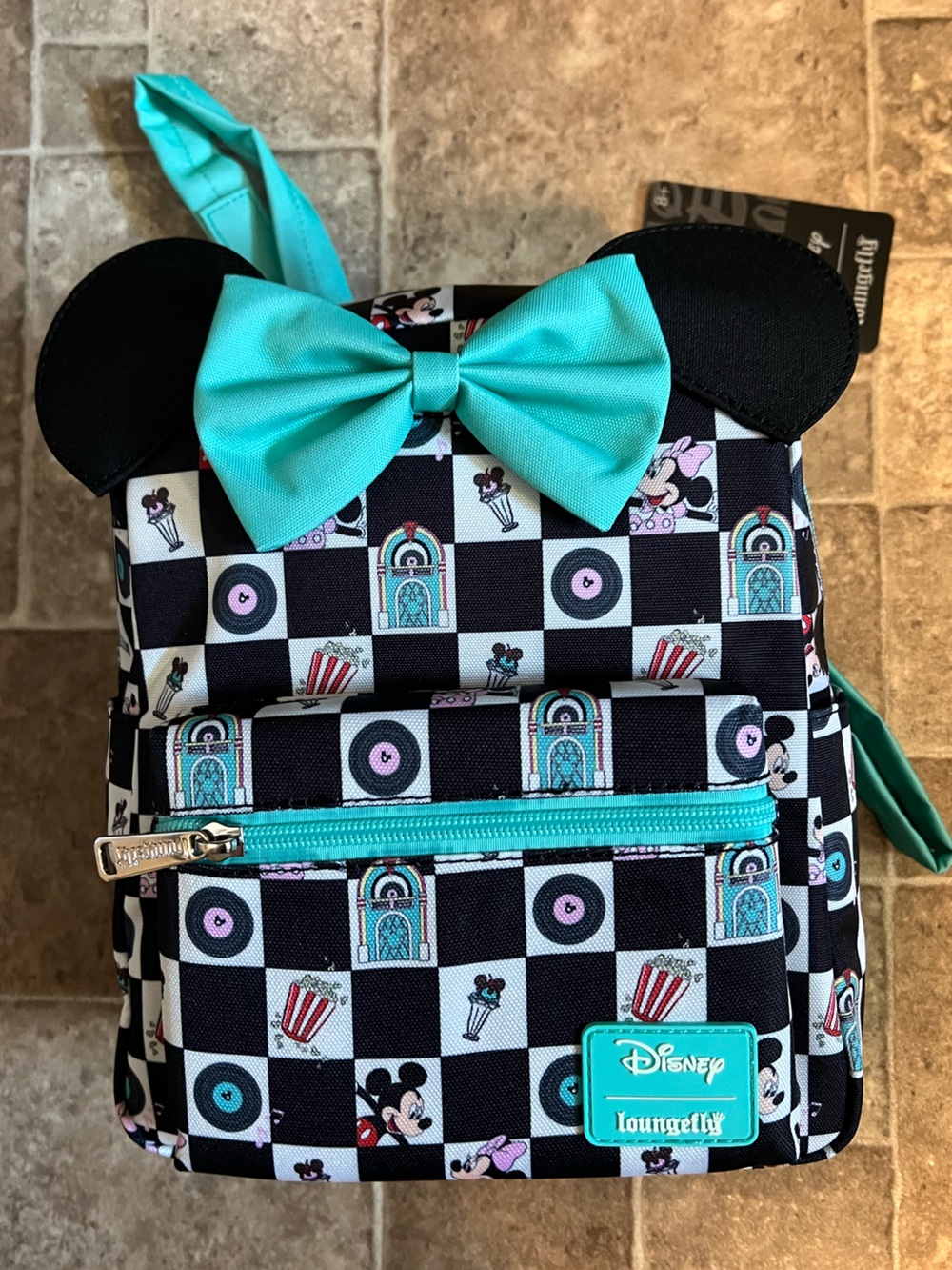 NWT Loungefly Black & Teal Minnie Mouse Backpack